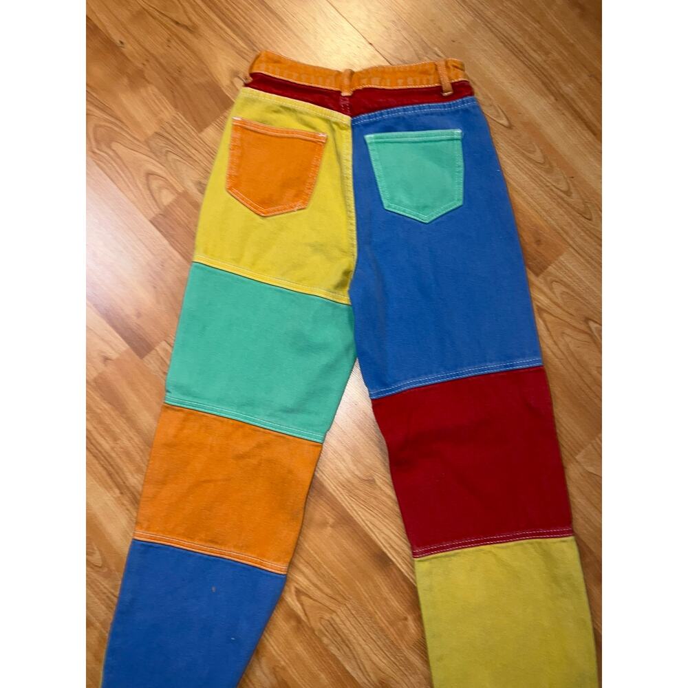 Shein Multicolor Pants Patchwork Colorblock Cargo… - image 7